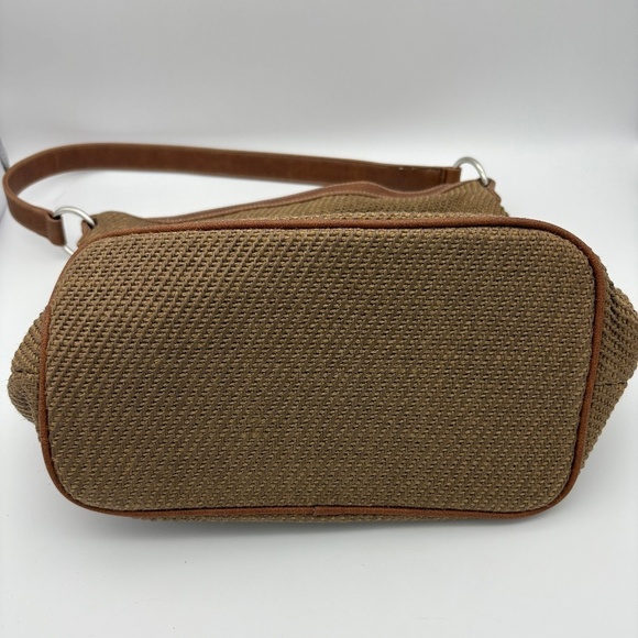 Liz Claiborne Brown Woven Material Shoulder Bag with Faux Leather Trim - Picture 7 of 14